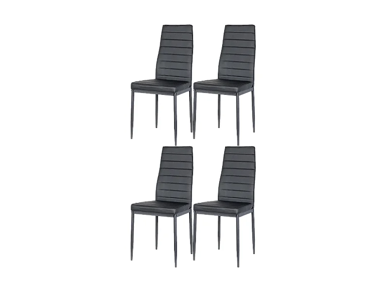 Lot de 4 Chaises Zyta - Noires, Éco-cuir, Pieds en Métal, Élégance et Modernité