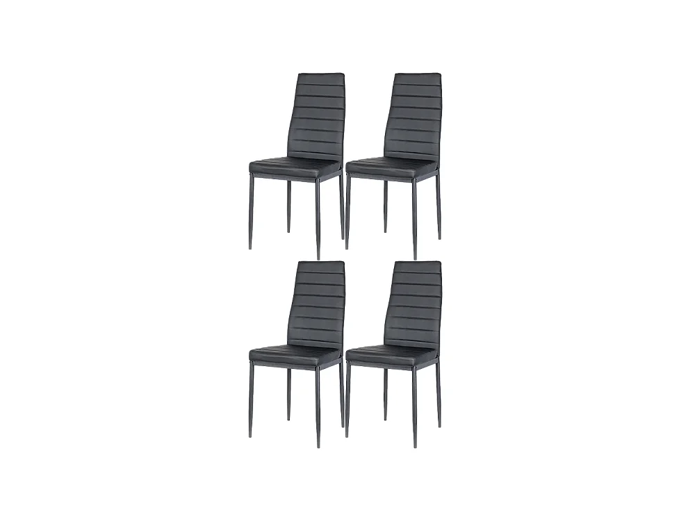Lot de 4 Chaises Zyta - Noires, Éco-cuir, Pieds en Métal, Élégance et Modernité
