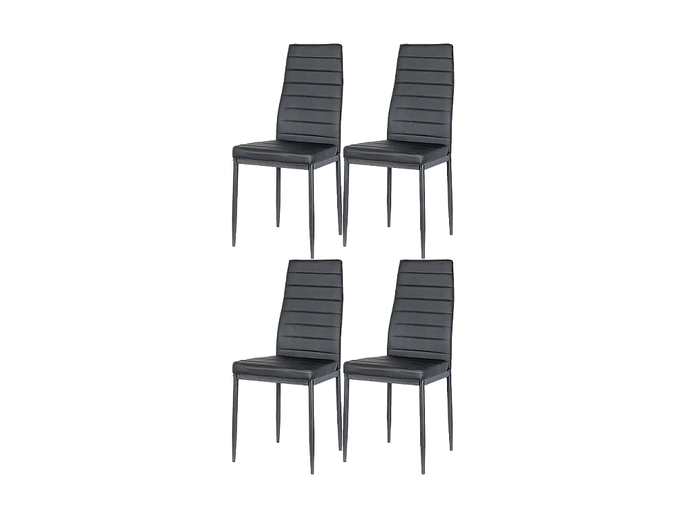 Lot de 4 Chaises Zyta - Noires, Éco-cuir, Pieds en Métal, Élégance et Modernité