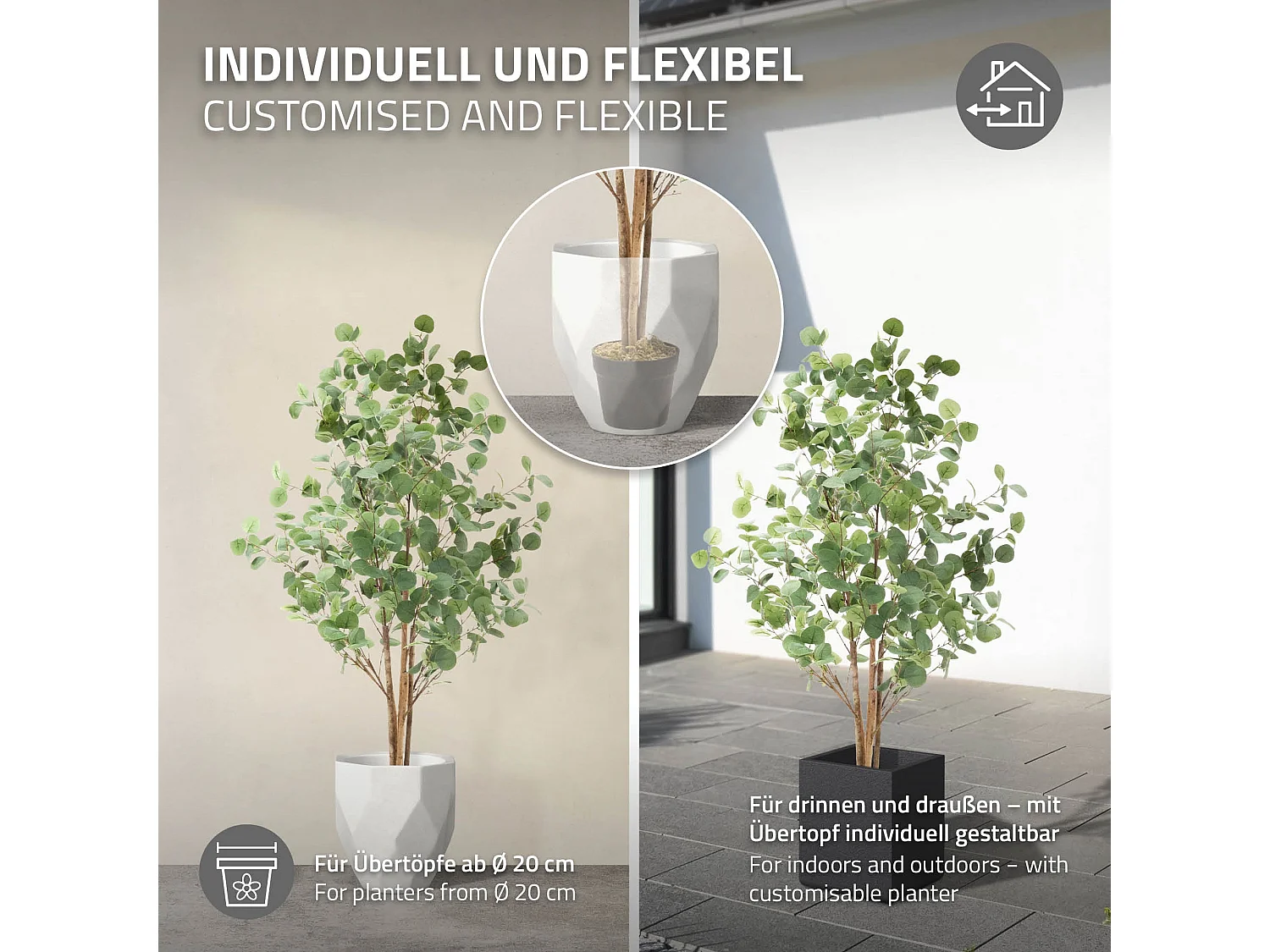Eucalipto artificiale in vaso 150 cm – pianta finta albero decorativo realistico