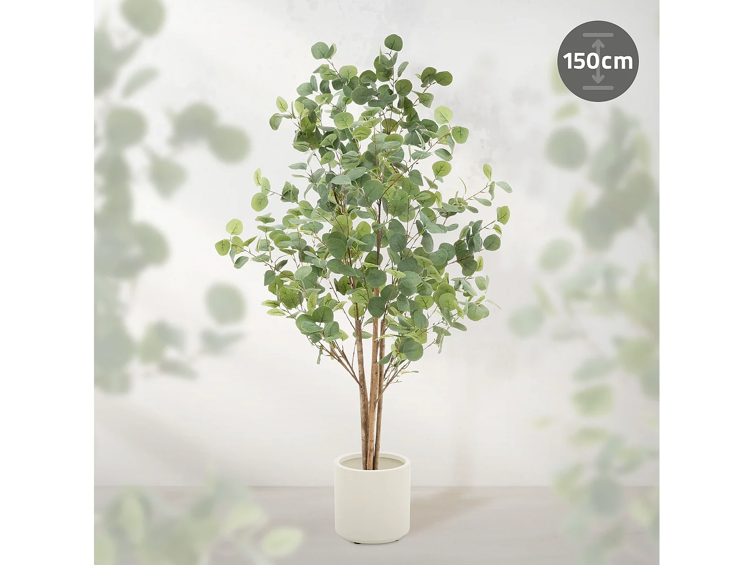 Eucalipto artificial decorativo 150cm realista árbol plástico interior/exterior