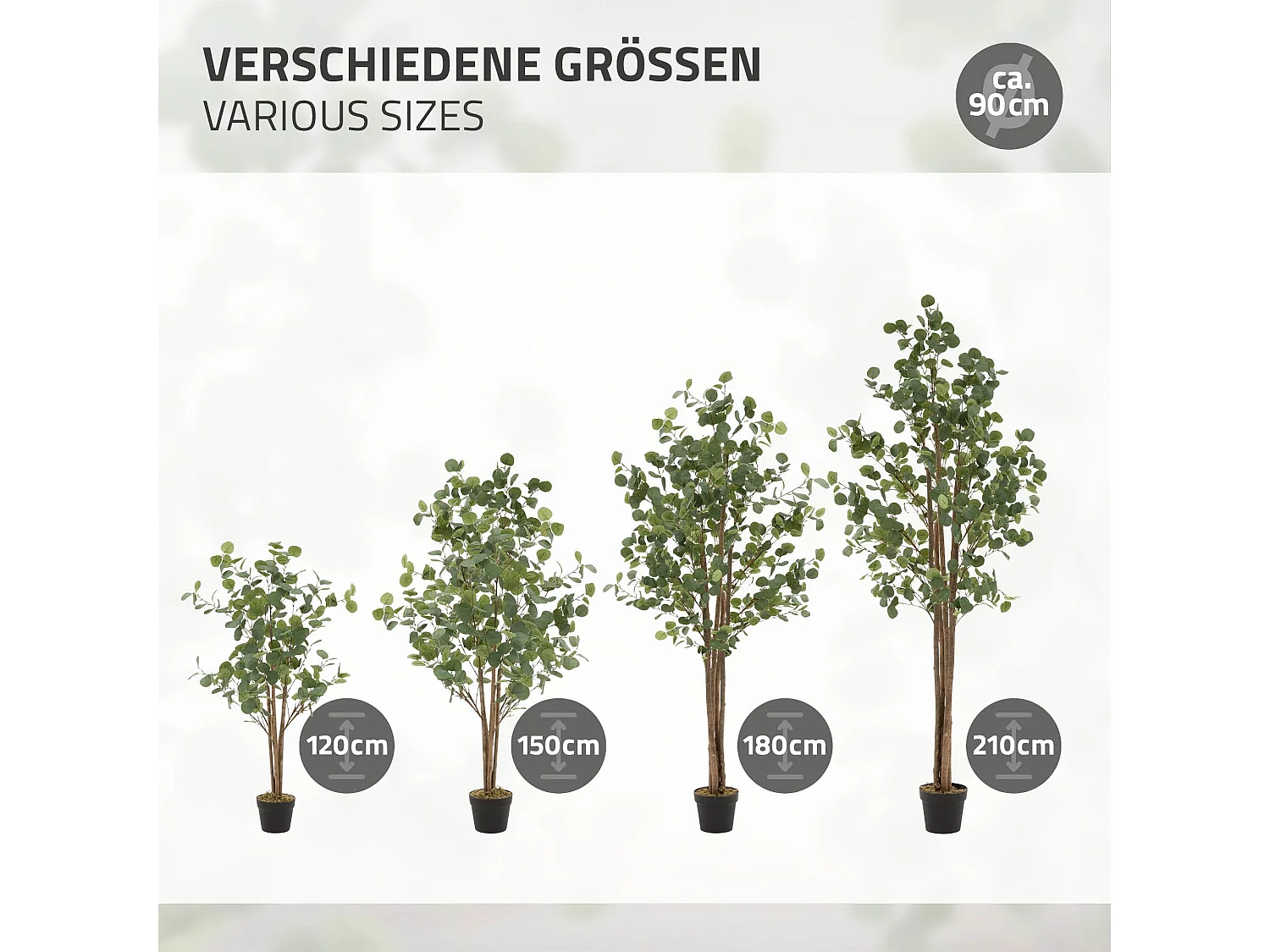 Eucalyptus artificiel plante avec tronc arbre en pot 210 cm déco de salon jardin