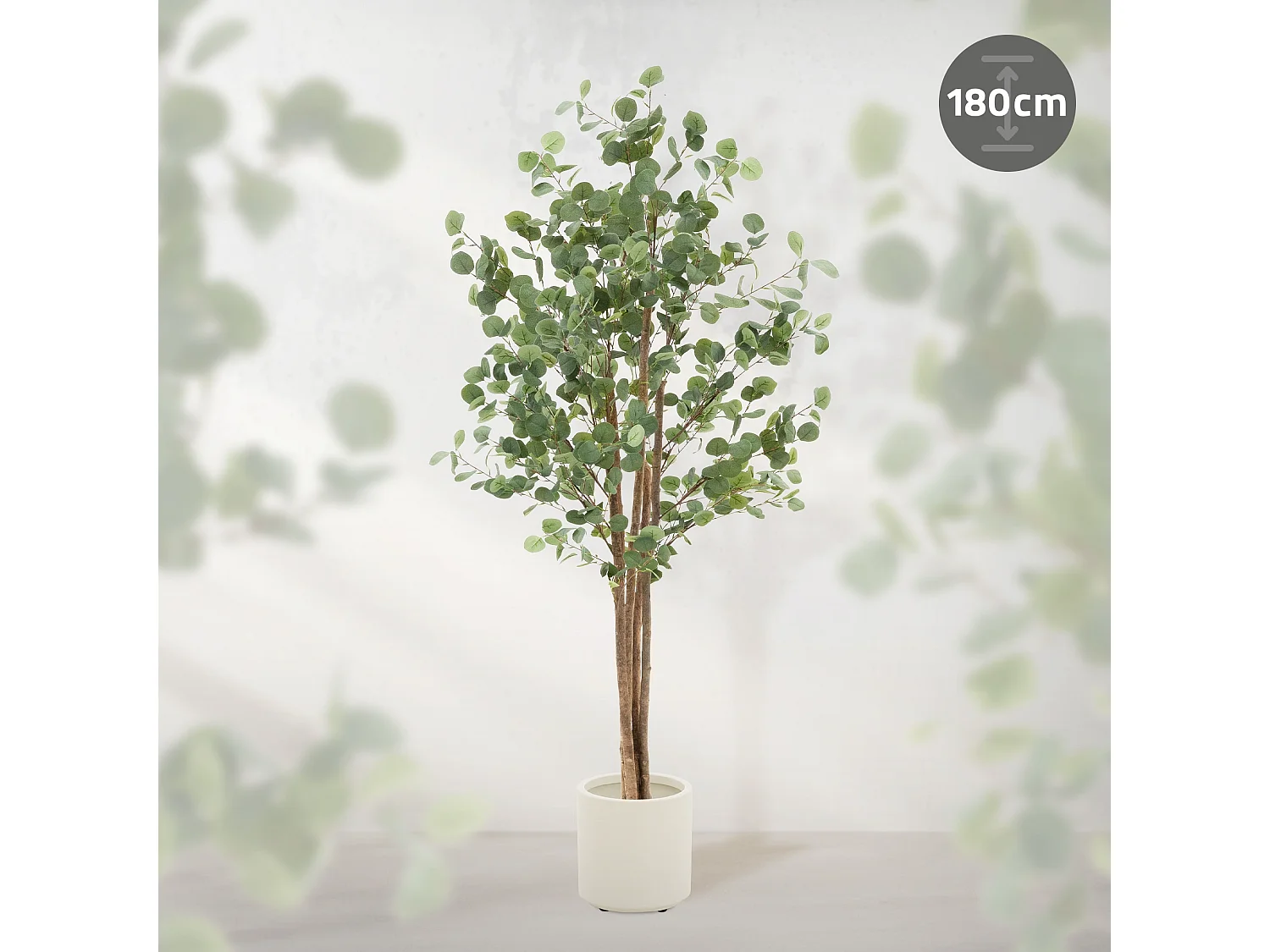 Eucalipto artificial decorativo 180cm realista árbol plástico interior/exterior