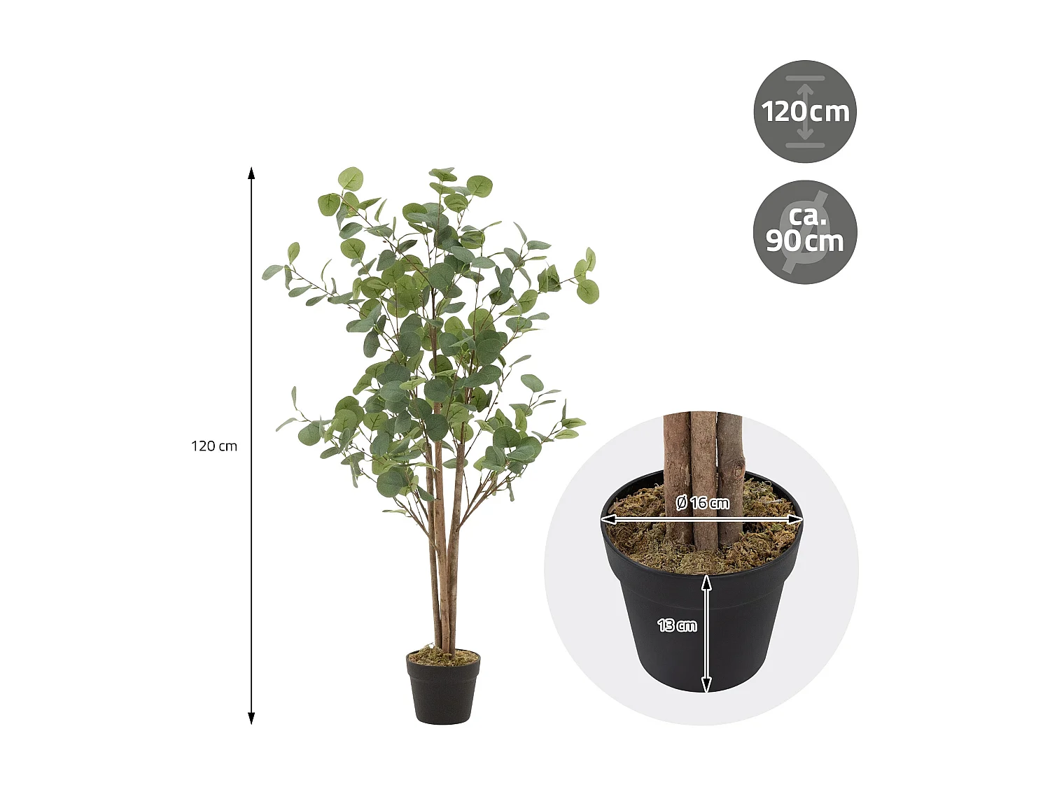 Eucalyptus artificiel Plante artificielle Eucalyptus arbre artificiel en pot 120