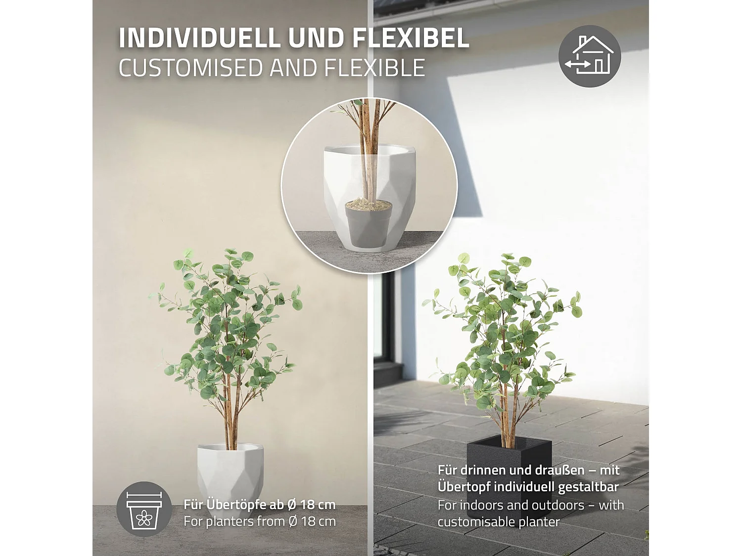 Eucalyptus artificiel Plante artificielle Eucalyptus arbre artificiel en pot 120