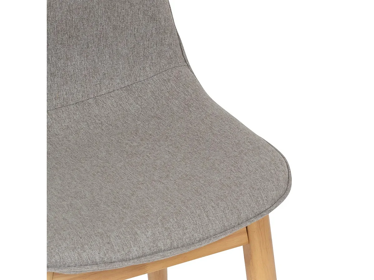 Lot de 2 chaises de bureau avec assise en polyester coloris gris et pieds en bois naturel