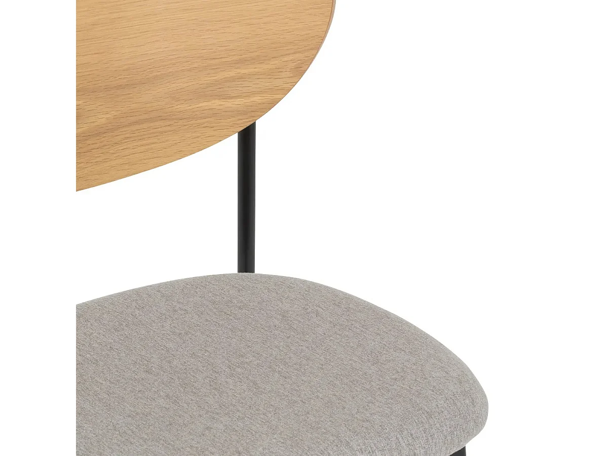 Lot de 2 chaises de bureau avec assise en tissu gris et pieds en métal noir