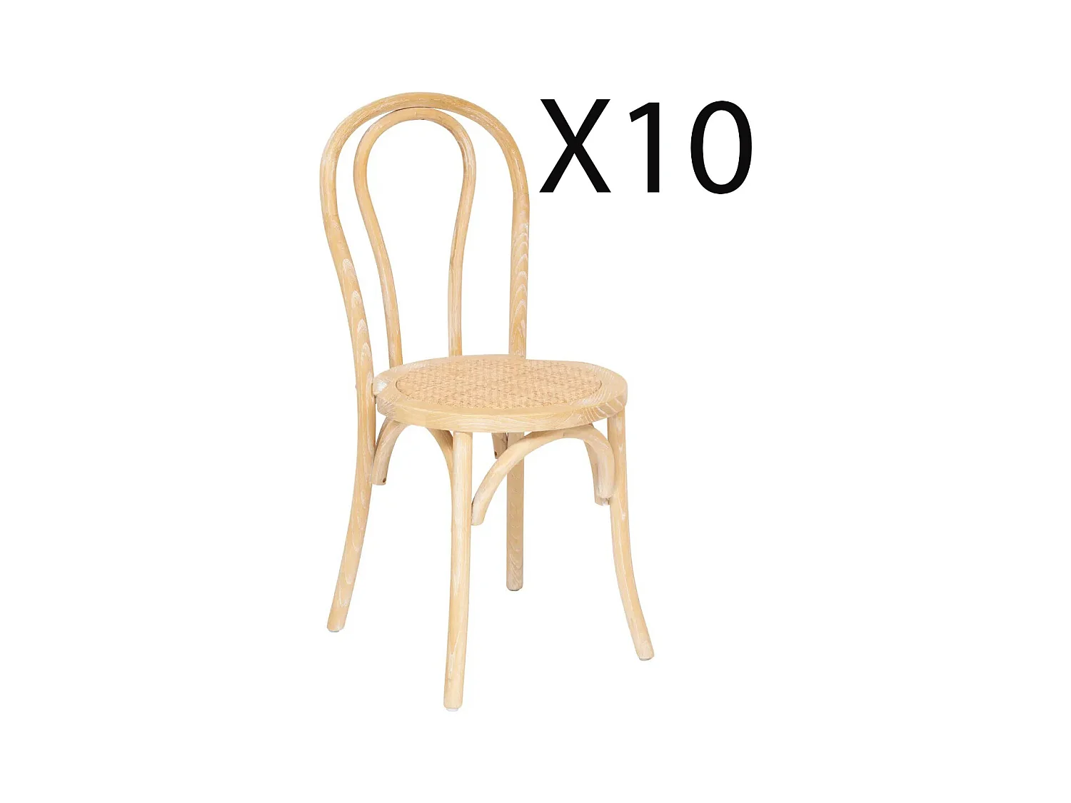 Lot de 10 chaises empilables de jardin en bois d'orme coloris naturel blanchi