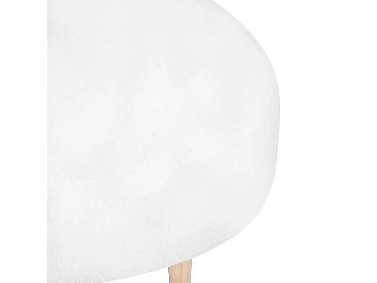 Banquette en bouclette avec 2 places en tissu coloris Blanc, pieds en bois naturel