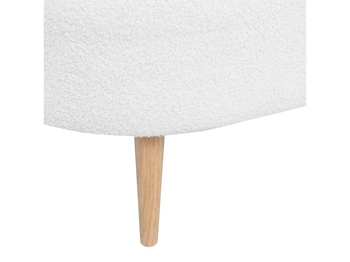 Banquette en bouclette avec 2 places en tissu coloris Blanc, pieds en bois naturel