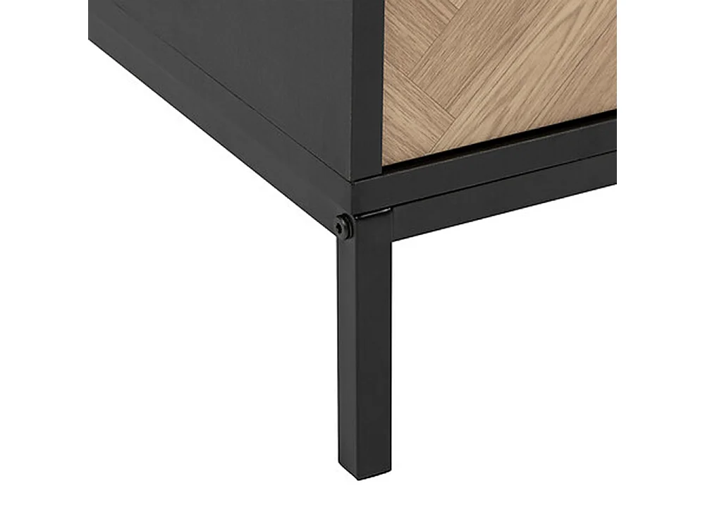 Meuble de rangement avec 2 portes en bois coloris marron, noir  - Longueur 80 x Profondeur 40 x Hauteur 110 cm