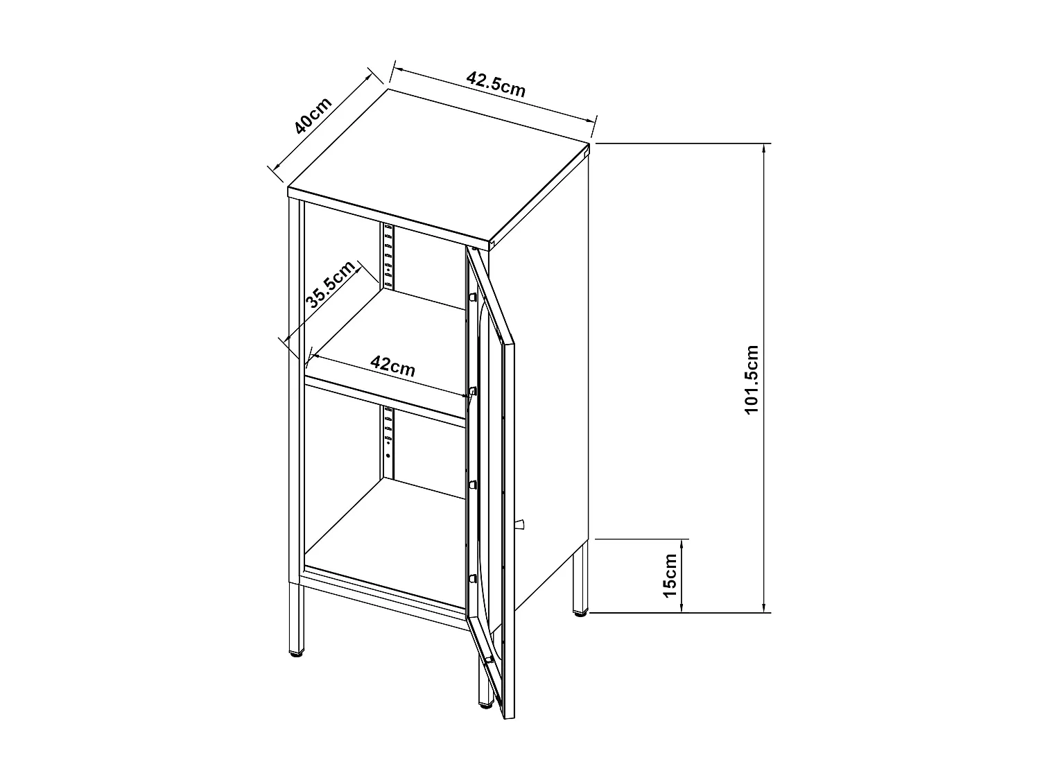 Armoire vitrée Karlskrona acier verre 102 x 43 x 40 cm noir mat [en.casa]