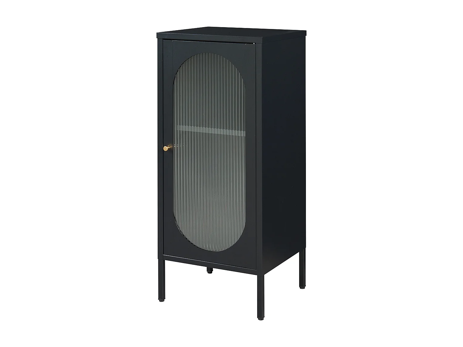 Armoire vitrée Karlskrona acier verre 102 x 43 x 40 cm noir mat [en.casa]