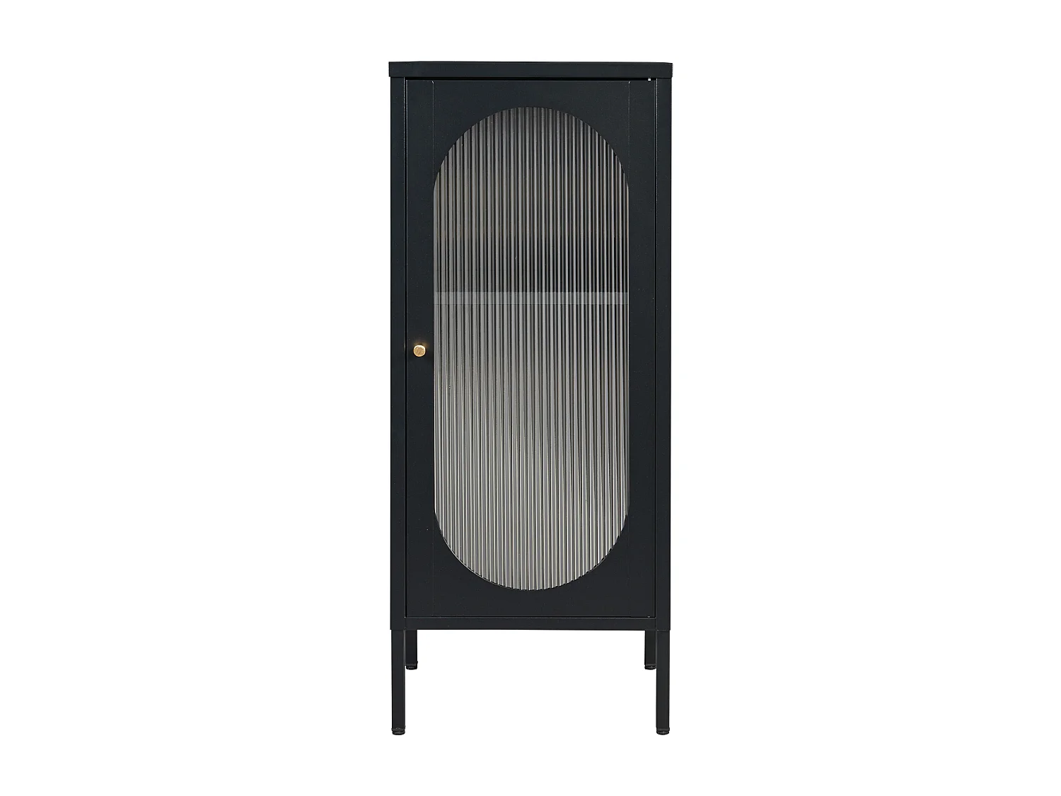 Armoire vitrée Karlskrona acier verre 102 x 43 x 40 cm noir mat [en.casa]