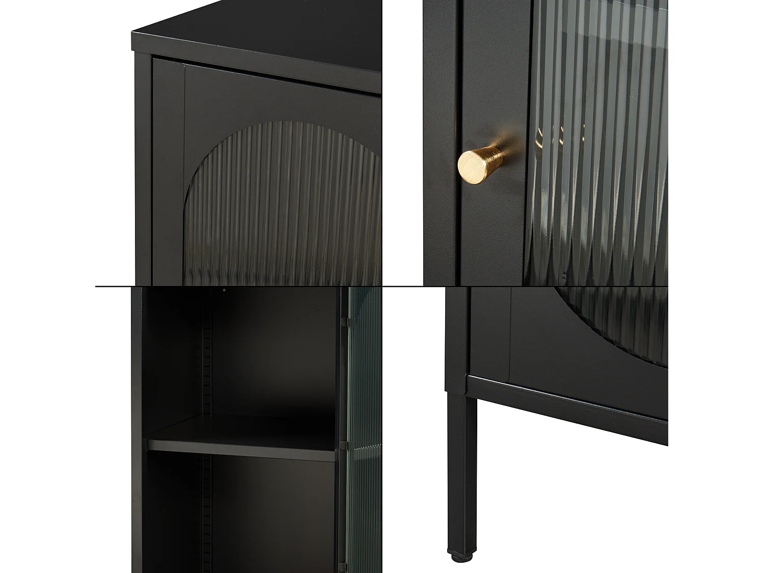 Armoire vitrée Karlskrona acier verre 102 x 43 x 40 cm noir mat [en.casa]
