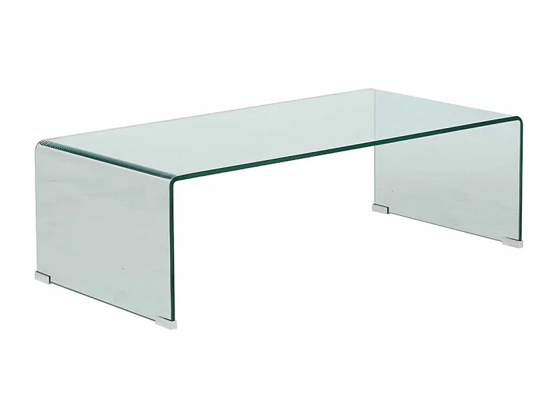 Table basse, table de salon rectangulaire en verre trempé transparent - Longueur  110  x Profondeur 55 x Hauteur 38 cm