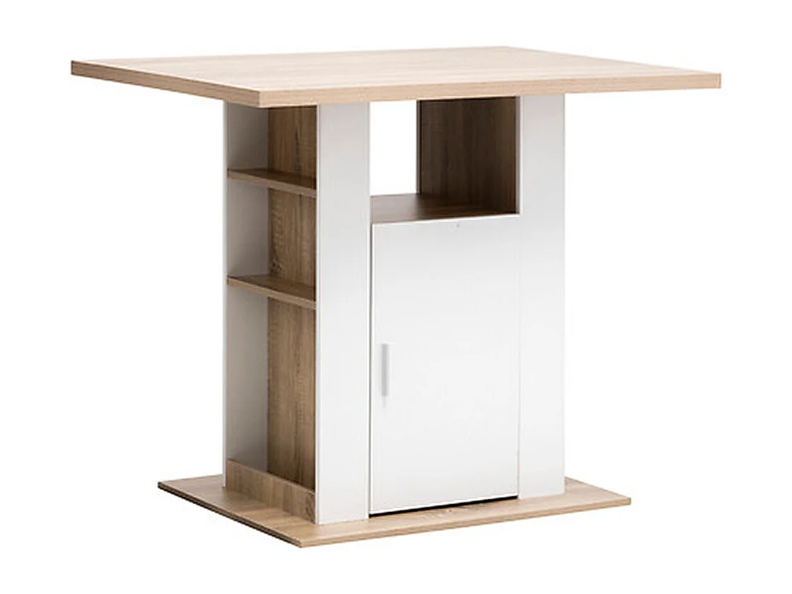 Ilot de cuisine, Meuble de cuisine en bois coloris naturel, blanc - Longueur 90 x Profondeur 80 x Hauteur 110 cm