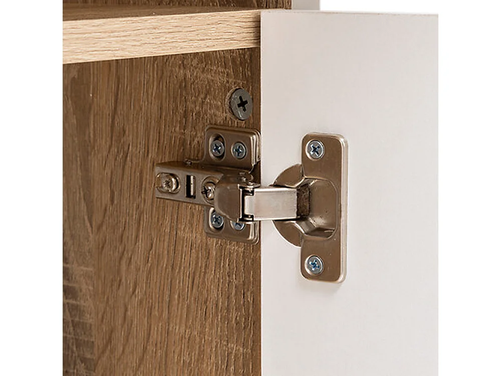 Ilot de cuisine, Meuble de cuisine en bois coloris naturel, blanc - Longueur 90 x Profondeur 80 x Hauteur 110 cm