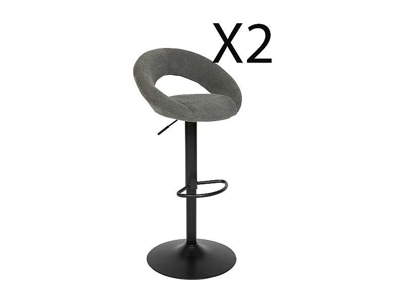 Lot de 2 chaises de bar, chaises hautes réglables en PU vert cèdre et pieds en métal noir