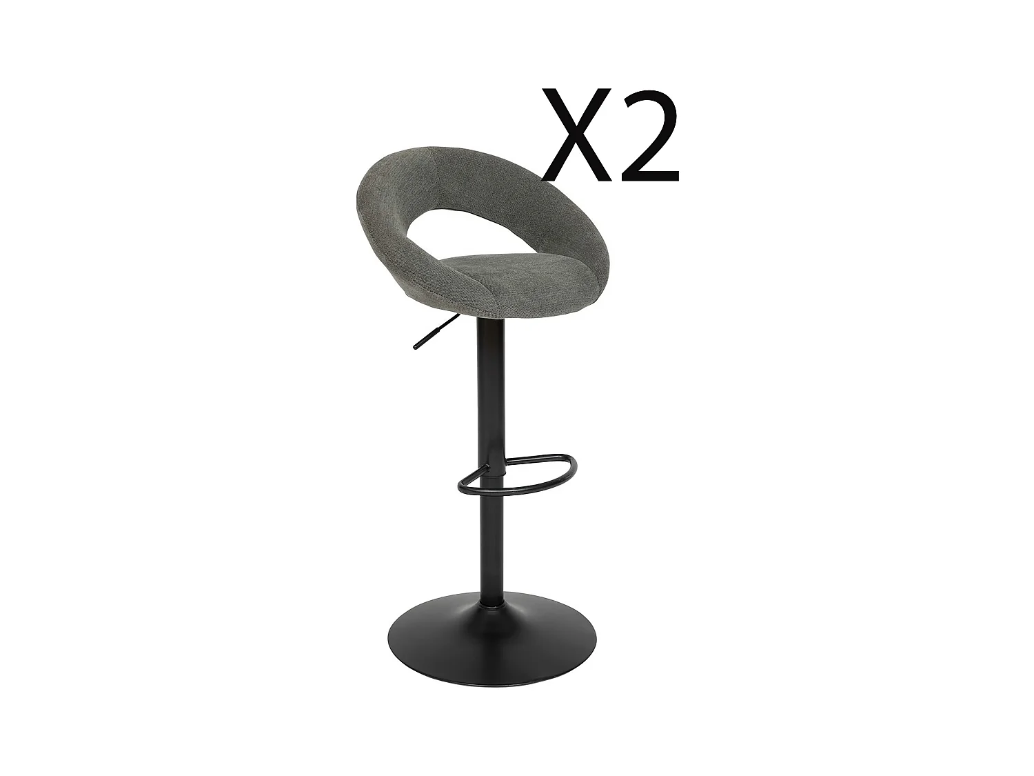 Lot de 2 chaises de bar, chaises hautes réglables en PU vert cèdre et pieds en métal noir
