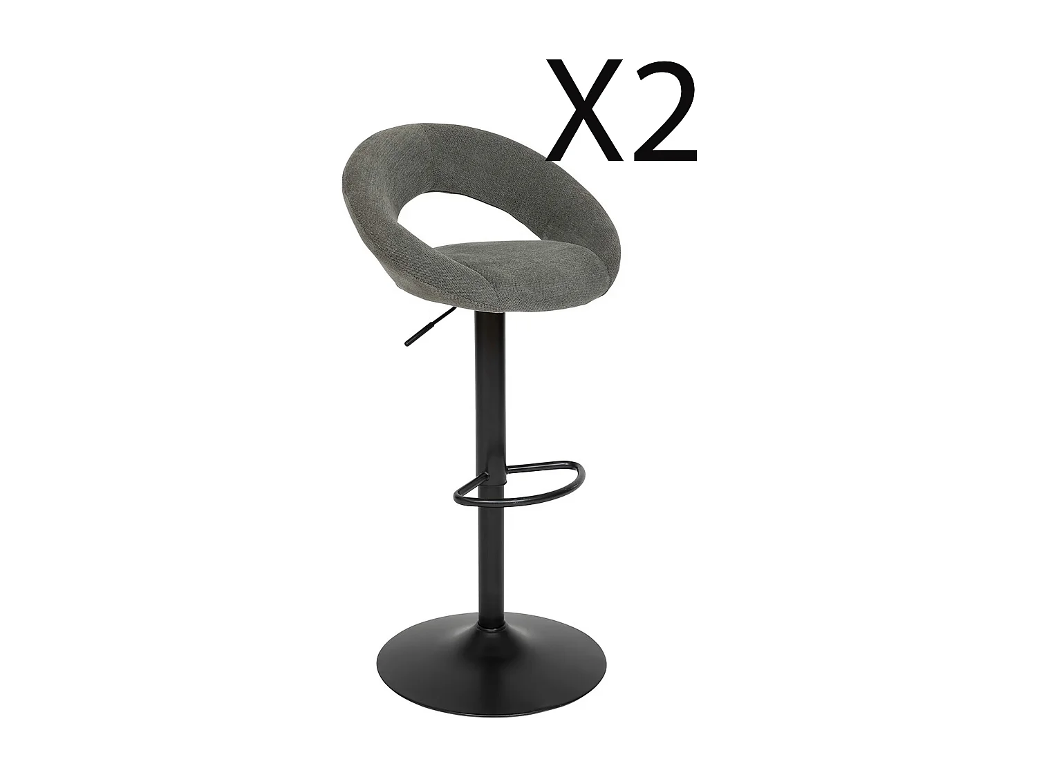 Lot de 2 chaises de bar, chaises hautes réglables en PU vert cèdre et pieds en métal noir