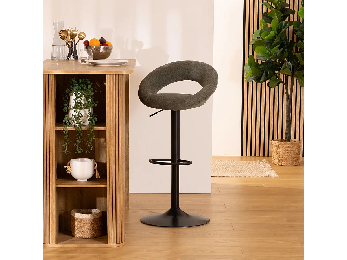 Lot de 2 chaises de bar, chaises hautes réglables en PU vert cèdre et pieds en métal noir