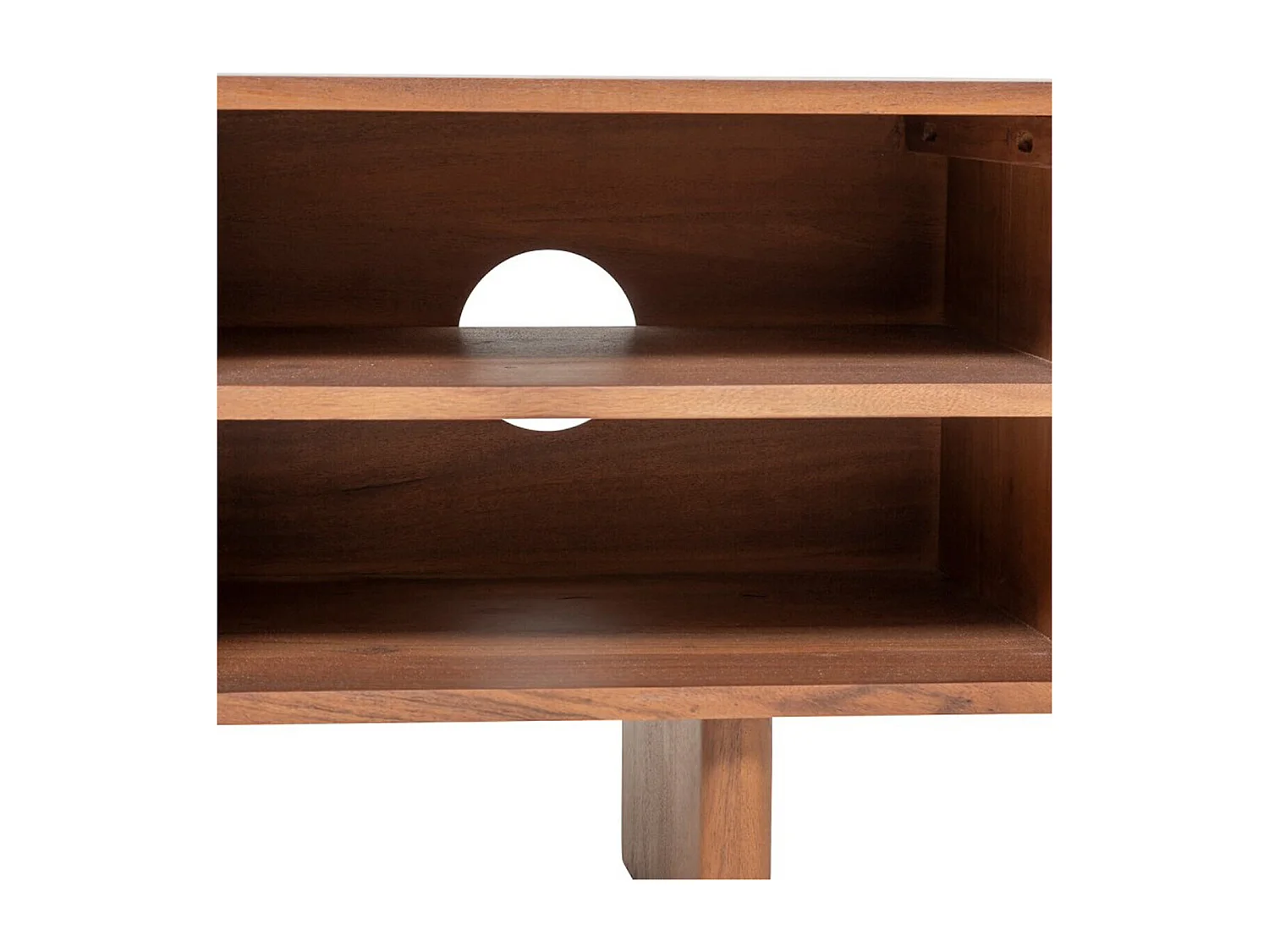 Meuble TV avec 2 portes en bois coloris tabac - Longueur 147  x Profondeur 40 x Hauteur 45,5 cm