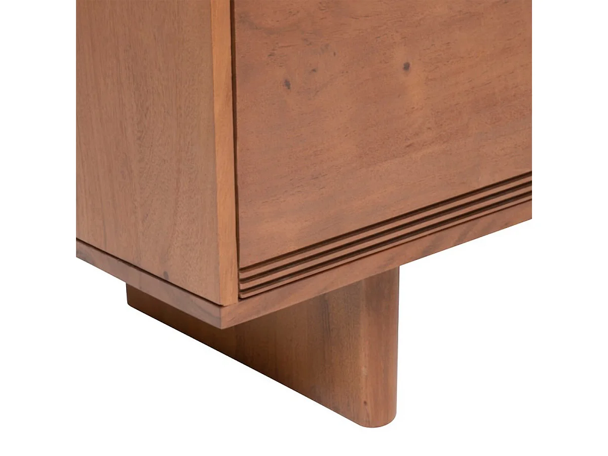 Meuble TV avec 2 portes en bois coloris tabac - Longueur 147  x Profondeur 40 x Hauteur 45,5 cm