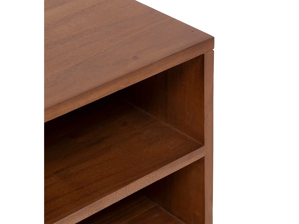 Meuble TV avec 2 portes en bois coloris tabac - Longueur 147  x Profondeur 40 x Hauteur 45,5 cm