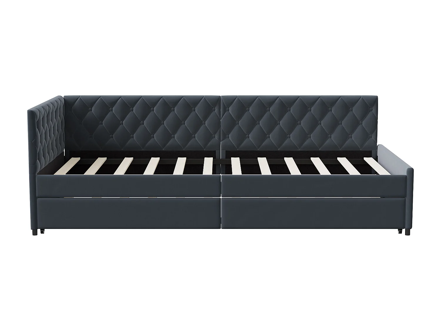 Lit 90x200 cm, canapé convertible extensible avec sommier à lattes, velours, lit enfant et lit d'appoint - Noir