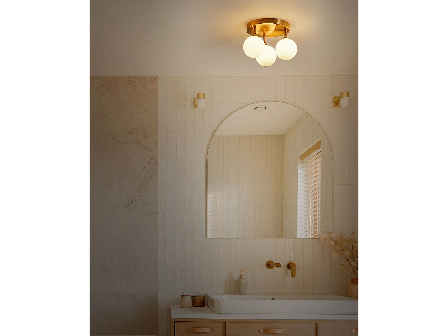 Plafondlamp MAVILLA Glas Messing