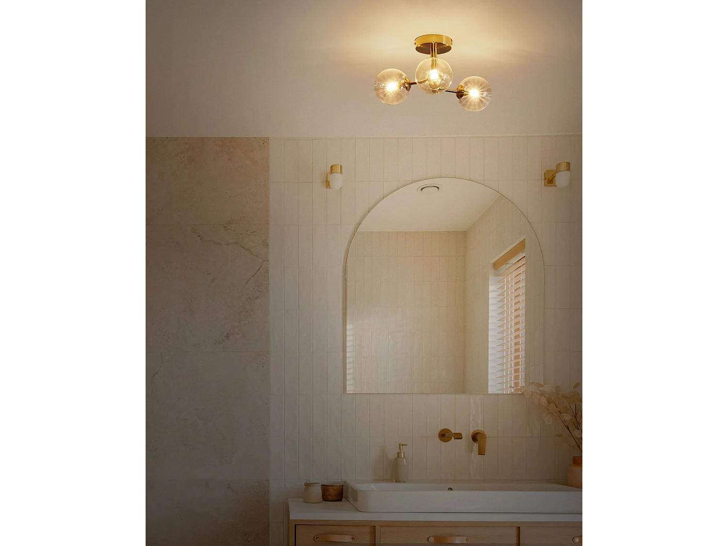 Iluminação de tecto MARICAO Vidro Latão