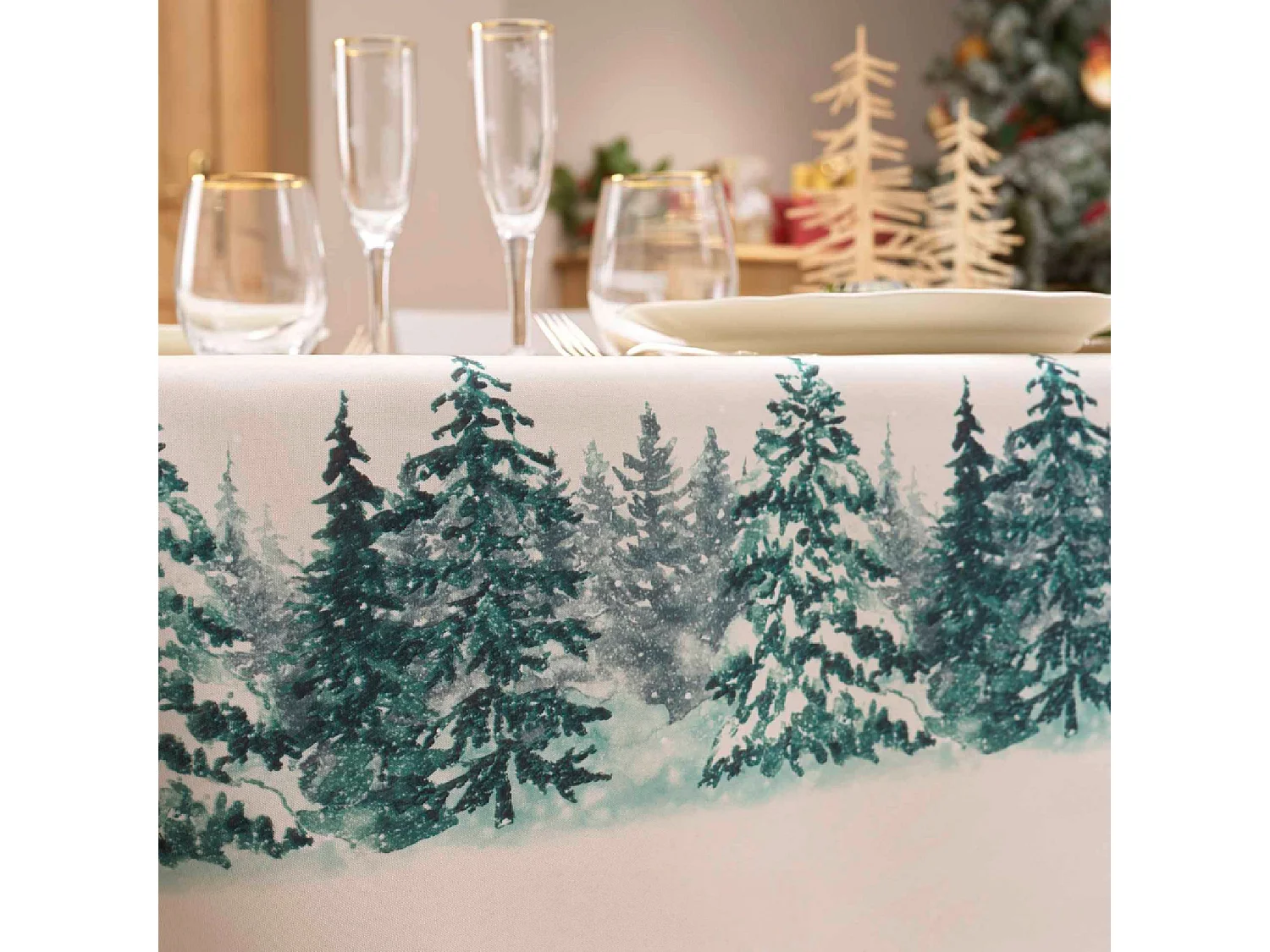 Mantel Rectángulo Antipliegues Navidad Impresión de Árboles Antimanchas