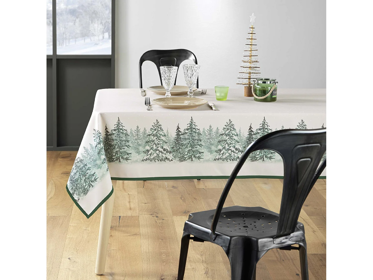 Mantel Rectángulo Antipliegues Navidad Impresión de Árboles Antimanchas