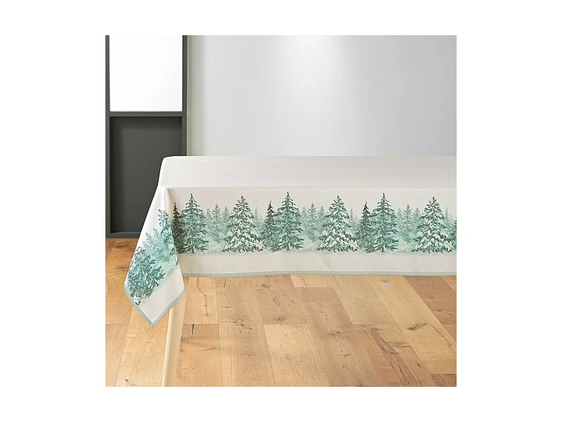 Rechteckige Tischdecke Bügelfrei Weihnachten mit Baumdruck Fleckenresistent