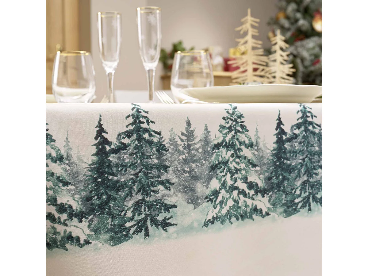 Nappe Imprimé "Christmas" 150x300cm Naturel