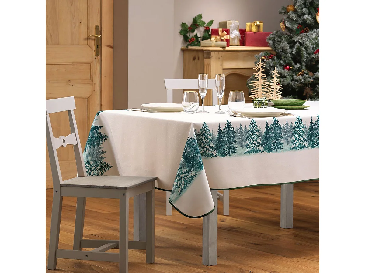 Nappe Imprimé "Christmas" 150x300cm Naturel
