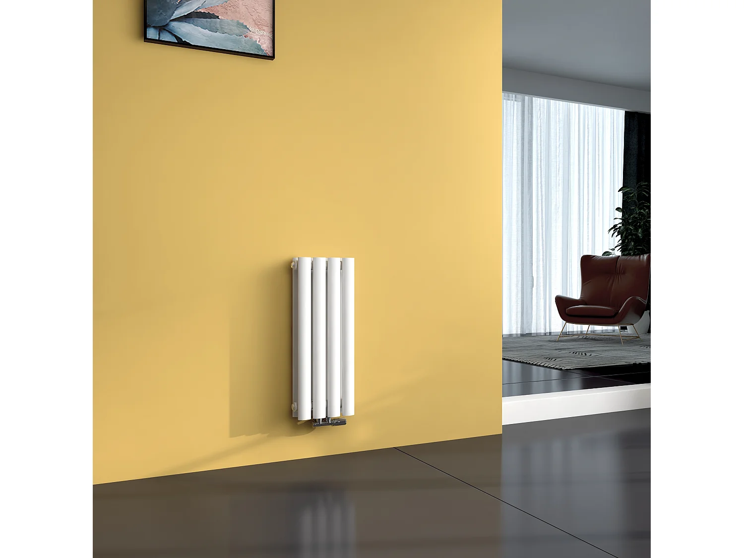 EMKE Design Radiator - Ovale Buizen - 60x24 cm - Dubbel - Glanzend Wit - 248 W - Verwarming Alle Ruimtes