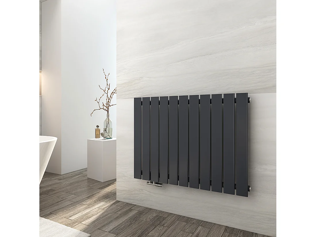 EMKE Radiateur à Eau Chaude, Radiateur plat seule couche connexion centrale, Montage mural vertical design, Anthracite 63x85cm
