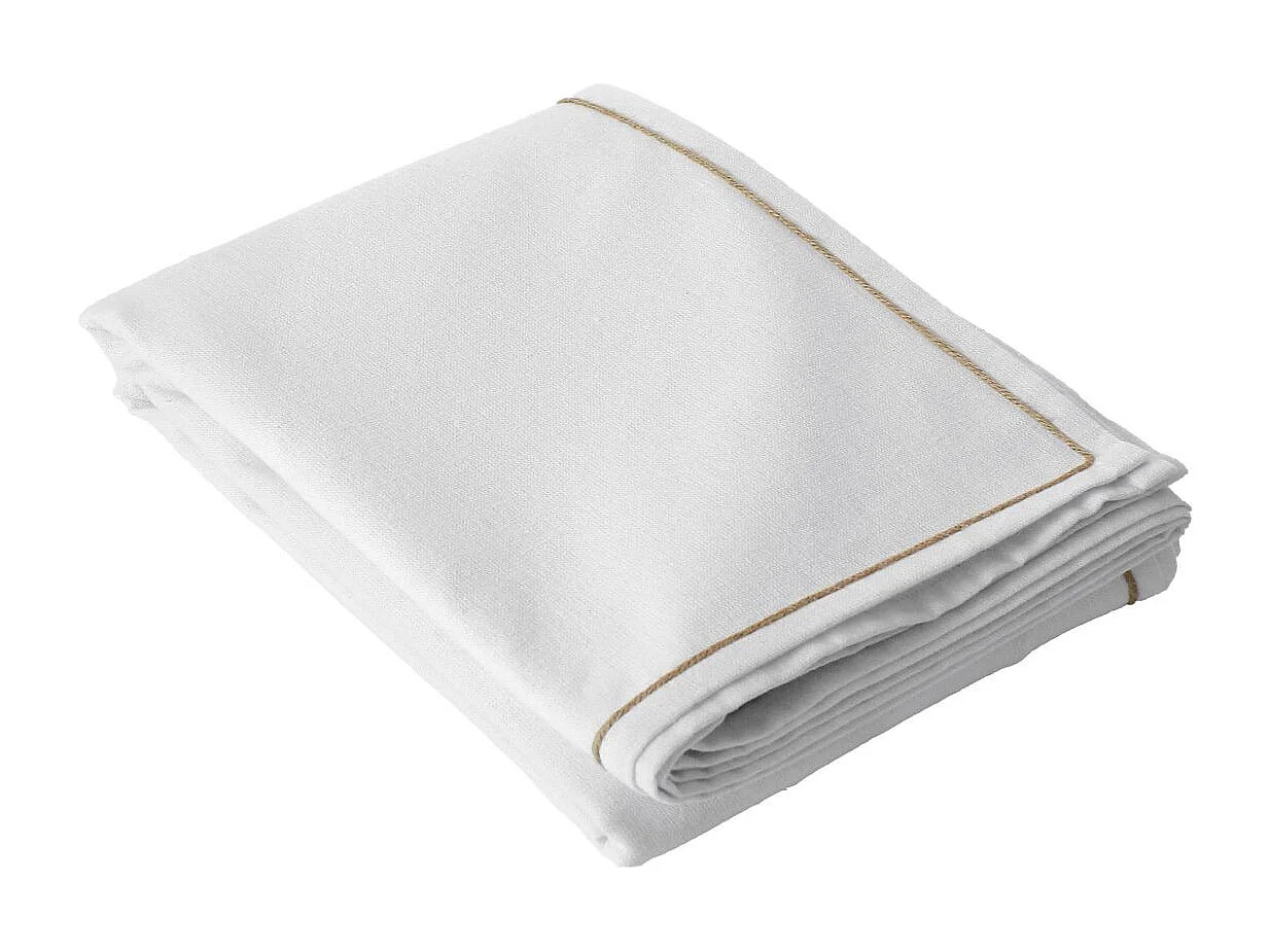 Einfache Tischdecke mit Wellenkante aus Jute