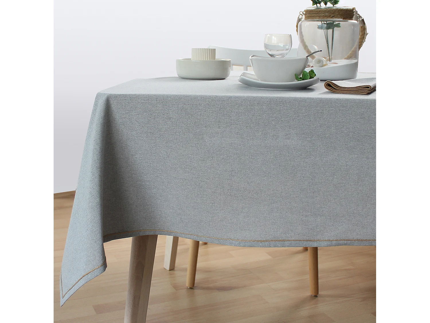 Nappe de Table Uni "Lina" 140x240cm Gris