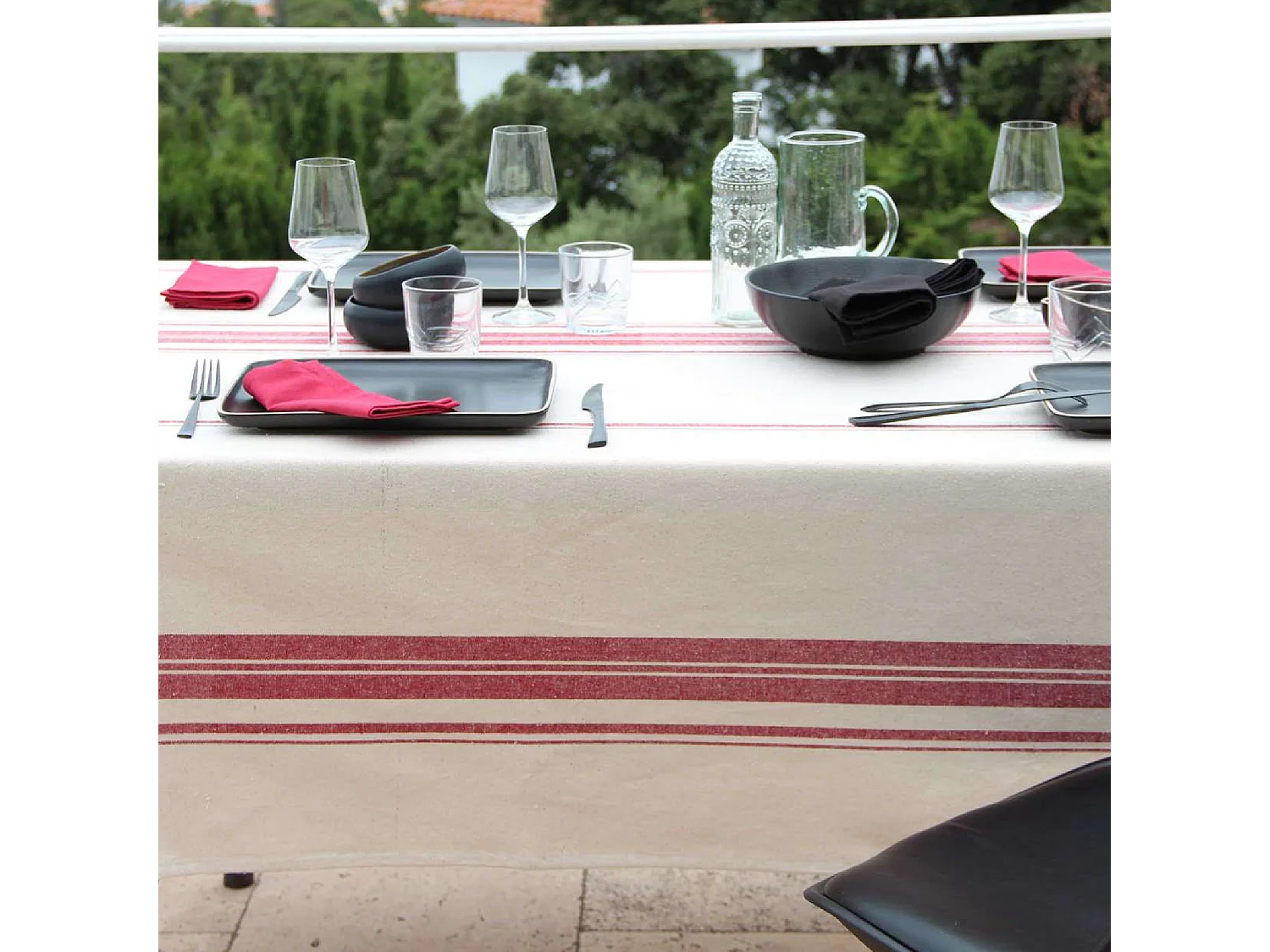 Mantel Rústico Chic de Algodón Lavado cuadrado Ciruela