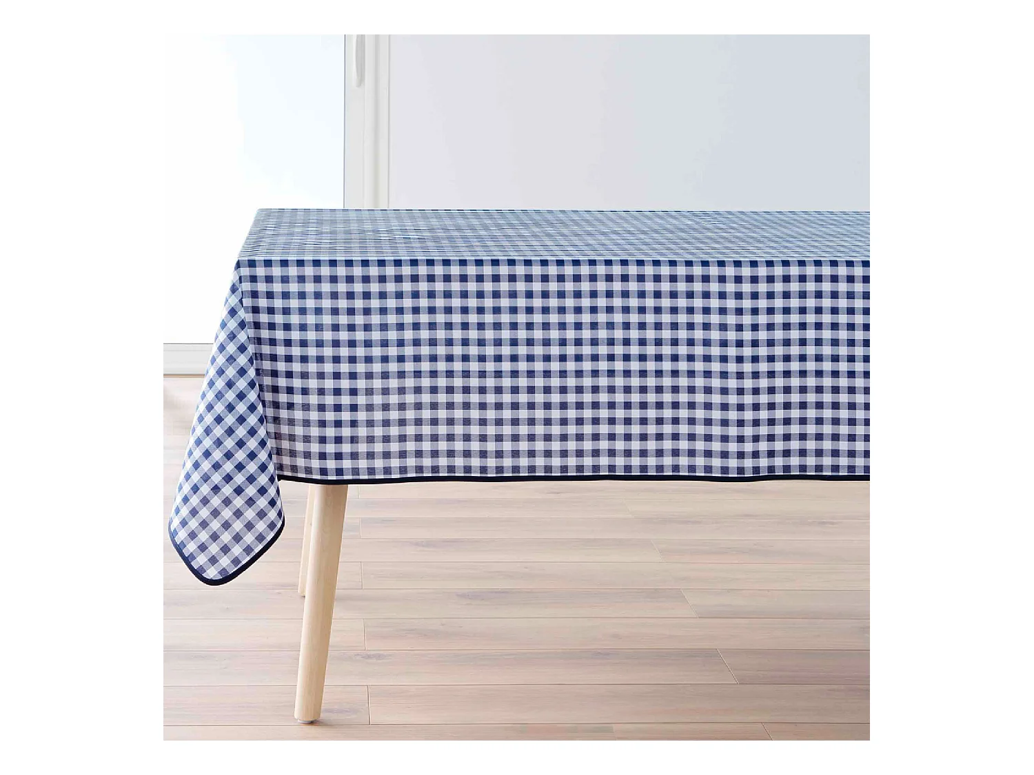 Nappe Antitache Imprimé "Vichy" 150x150cm Bleu