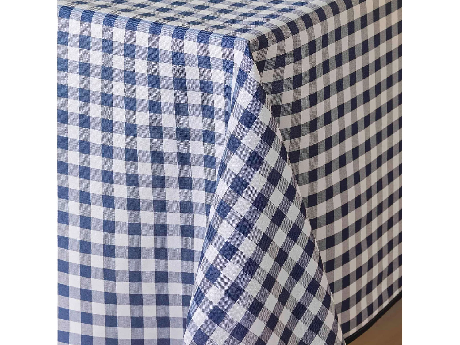 Mantel Cuadrado Antipliegues Vichy Azul Resistente a las Manchas