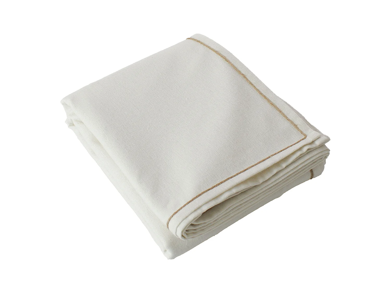 Einfache Tischdecke mit Wellenkante aus Jute