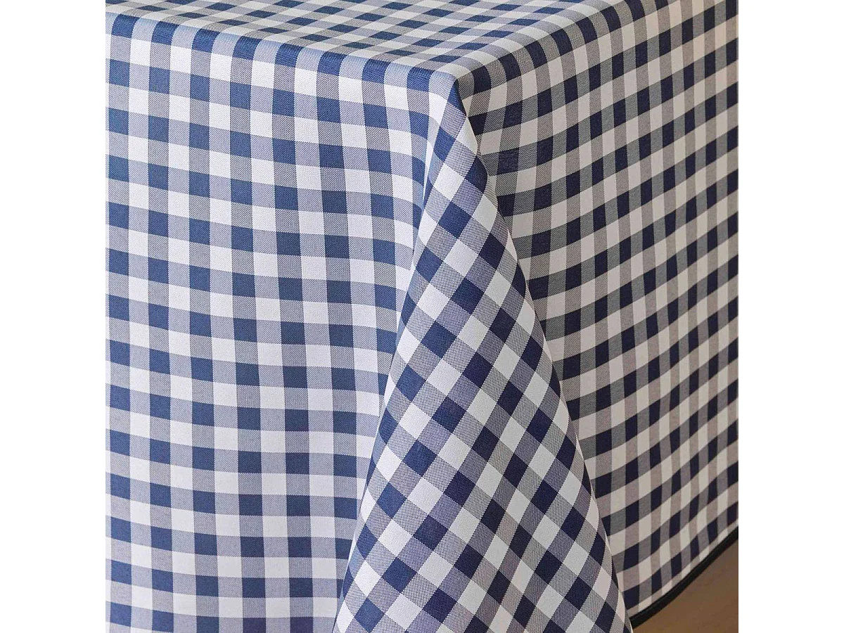 Faltenfreier Rechteckiger Vichy-Tischdecke Blau Fleckenresistent