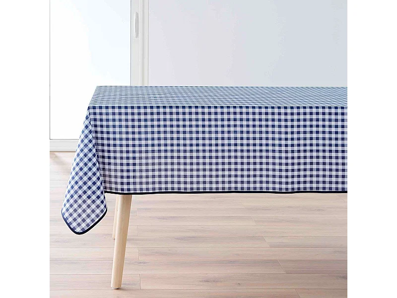 Faltenfreier Rechteckiger Vichy-Tischdecke Blau Fleckenresistent