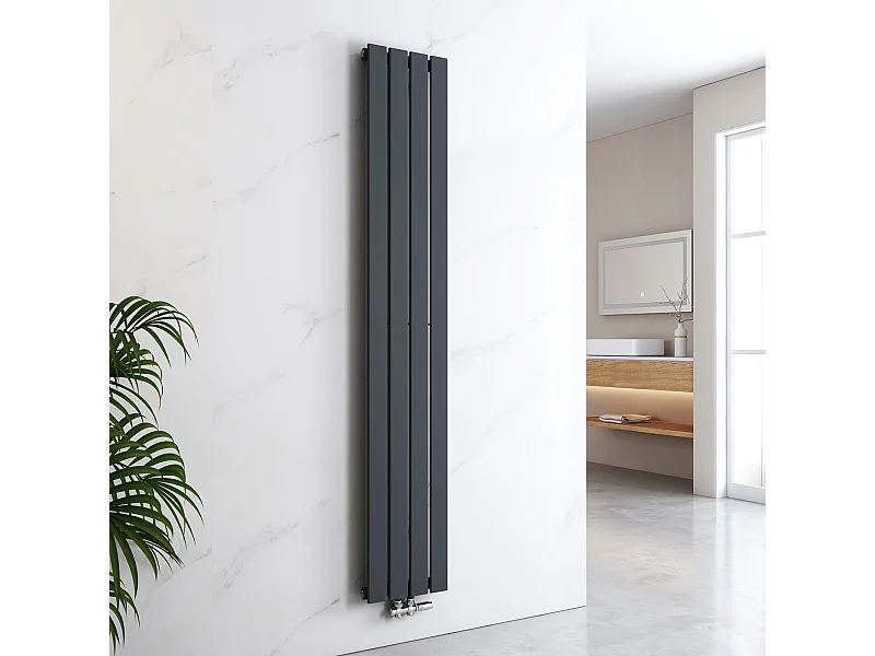 EMKE Radiator - Dubbel-Laags Plat - Mat Antraciet - 180x30 cm - 911 W - Kolomradiator Vertical - Verwarming voor Alle Ruimtes