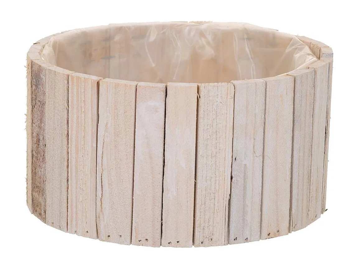 Set di 2 cestini rotondi in legno marrone