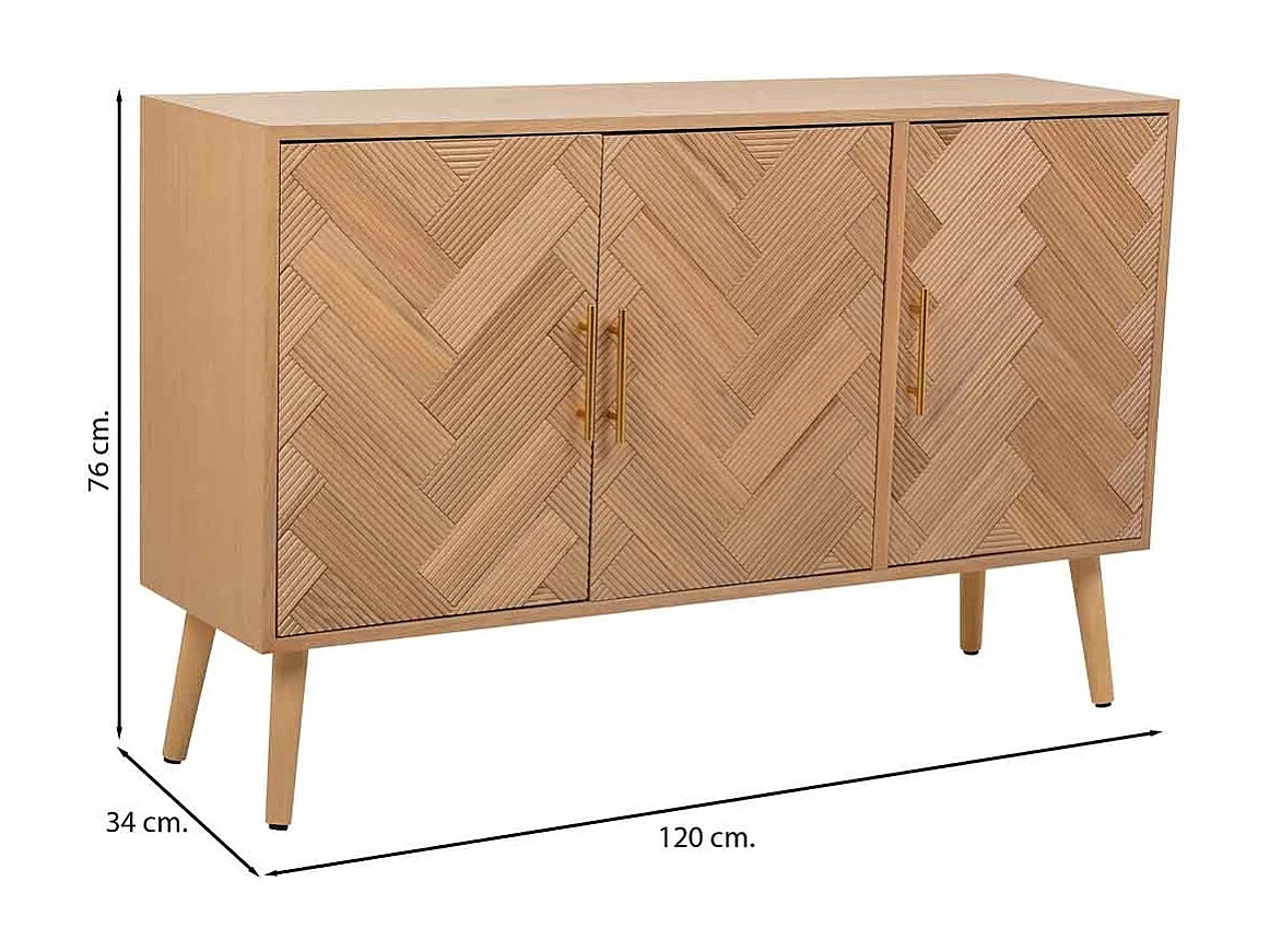 Aparador de madera marrón 120x34x76cm